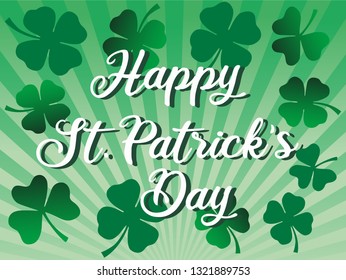 St. patrick’s day greeting celebration with  happy St. Patrick’s day text and shamrock flowers - illustration