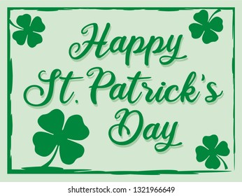 St. Patrick’s day greeting celebration with  happy St. Patrick’s day text and shamrock flowers - vector illustration