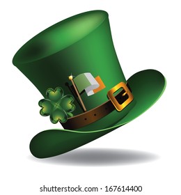 St. PatrickÃ¢Â?Â?s Day hat with four leaf clover and Irish flag. EPS 10 vector, grouped for easy editing. No open shapes or paths.