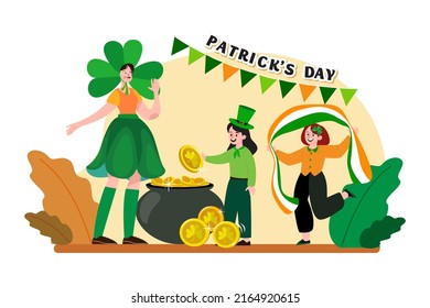 St. Patrick’s Day Illustration concept. Flat illustration isolated on white background