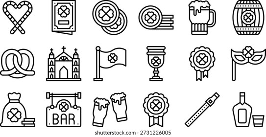 St. Patrick’s Day Irish Party, Drinks and Celebration Icons Set