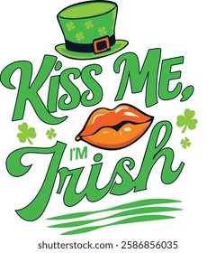 St. Patrick’s Day "Kiss Me, I'm Irish" Festive Typography Design