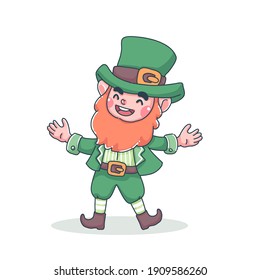 St. Patrick’s day leprechaun vector illustration. Cartoon illustration style.