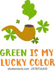 St. Patrick’s Day Lucky Pipe Illustration. St. Patrick’s Day Funny Sticker.