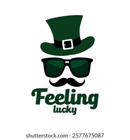 st. patrick’s day lucky typography with clover leaves for festive decorations