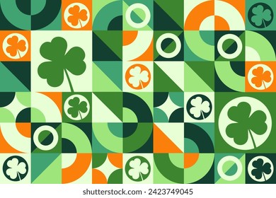 St. Patrick’s Day. March 17. Seamless geometric pattern. Template for background, banner, card, poster. Vector EPS10 illustration