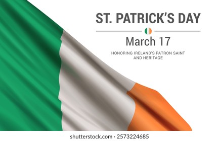 St. Patrick’s Day. March 17. Vector banner design template with flag of Ireland.