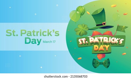 St. Patrick’s Day on March 17 business brochure flyer banner design horizontal template vector, cover presentation abstract, modern publication poster and flag-banner.