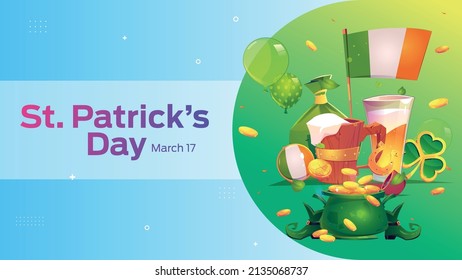 St. Patrick’s Day on March 17 business brochure flyer banner design horizontal template vector, cover presentation abstract, modern publication poster and flag-banner.