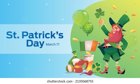 St. Patrick’s Day on March 17 business brochure flyer banner design horizontal template vector, cover presentation abstract, modern publication poster and flag-banner.