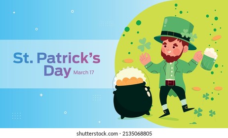 St. Patrick’s Day on March 17 business brochure flyer banner design horizontal template vector, cover presentation abstract, modern publication poster and flag-banner.