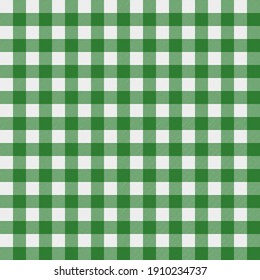 St. Patrick’s day plaid seamless pattern. Green white tartan background.  Saint Patricks backdrop. Vector template for fabric, textile, wallpaper, wrapping paper, etc. 