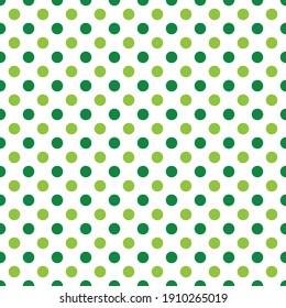 La polka del día de San Patricio no tiene fisuras. Fondo blanco verde.  Fondo de Saint Patricks. Plantilla vectorial para tela, textil, papel de pared, papel de envoltura, etc. 