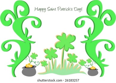 St. Patrickâ??s Day Pots of Gold Vector