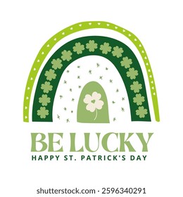 St. Patrick’s day rainbow. Cute Saint Patricks day clipart. Vector template for poster, banner, greeting card, flyer, postcard, sticker, clothes, etc.