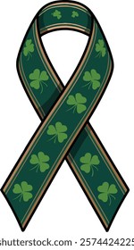 St. Patrick’s Day ribbon clipart vector with festive shamrock patterns