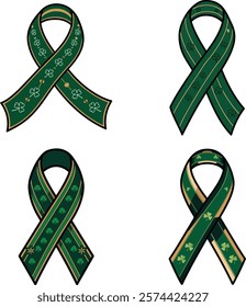 St. Patrick’s Day ribbon clipart vector with festive shamrock patterns