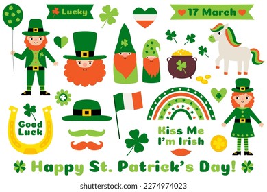 St. Patrick’s Day symbols vector clip art set 