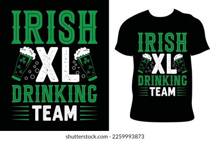 Diseño de camisetas en el Día de San Patricio. Cita del equipo de licor irlandés. Dibujo manual de ilustraciones vectoriales y tipografía afiche del festival de cerveza. Diseño para tarjeta, pancarta, taza, camiseta.