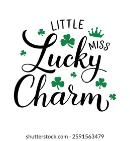 St. Patrick’s Day Typography – Little Miss Lucky Charm Calligraphy with Shamrocks