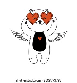 St Valentine’s day vector. Cute Cat Kitty Illustration with red hears. e my Valentine. Happy Valentines Day
