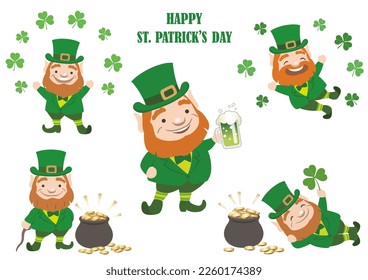 St. Patrick’s Day Vector Symbol Character Illustration Set Isolated On A White Background.