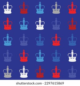 St Edwards Crown pattern on a blue background vector