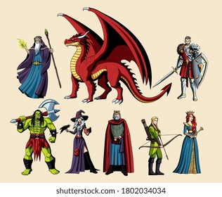 St of fictional and mythological characters - Vector