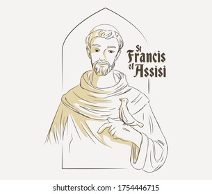 St Francis of Assisi vector illustration