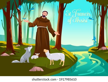 St Francis of Assisi vector illustration