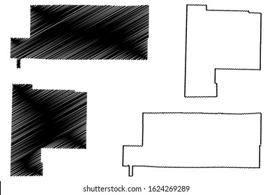 St. Francis and Polk County, Arkansas (U.S. county, United States of America,USA, U.S., US) map vector illustration, scribble sketch St. Francis and Polk map
