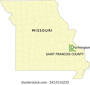 St. Francois County und Stadt Farmington Lage auf der Staatskarte von Missouri