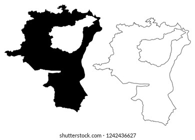 St. Gallen (Cantons of Switzerland, Swiss cantons, Swiss Confederation) map vector illustration, scribble sketch Canton of St Gall map