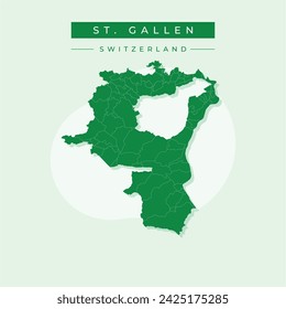 St. Gallen (Cantons of Switzerland, Swiss cantons, Swiss Confederation) map vector illustration, scribble sketch Canton of St Gall map