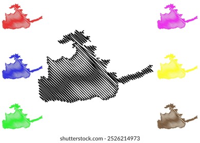 Distrito de St. Gallen (Suíça, Confederação Suíça, Cantão de St. Gall, St. Gallen ou Sankt Gallen) mapa ilustração vetorial, esboço de rabisco Wahlkreis St. Gallen mapa