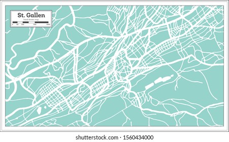 St. Gallen Switzerland City Map in Retro Style. Outline Map. Vector Illustration. 