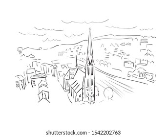 St Gallen Switzerland Europe vector sketch city illustration line art