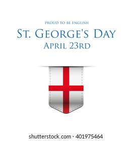 St George Day England flag ribbon banner or poster