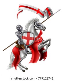 St George patron Saint of England in medieval knight armour mounted on his horse