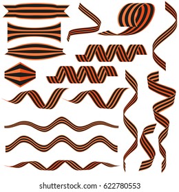 St George ribbons set. May 9 russian holiday victory.