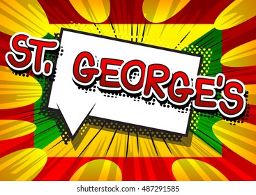 St. George's - Comic book style text.