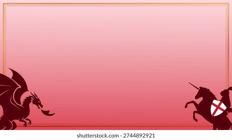 St George's Day Card Template Featuring Heroic Knight and Dragon