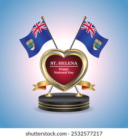 ST. Helena Happy National Day small table flag with Golden Heart