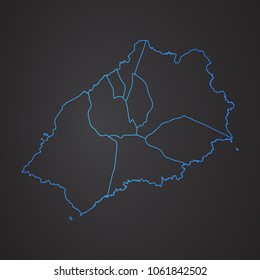 St Helena map: blue glitter outline with sparkling stars on dark background, map-St Helena.
