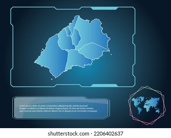 St Helena Map infographic technology blue Color element collection background