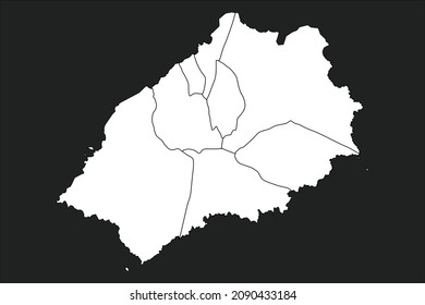 St Helena map White Color on black Background