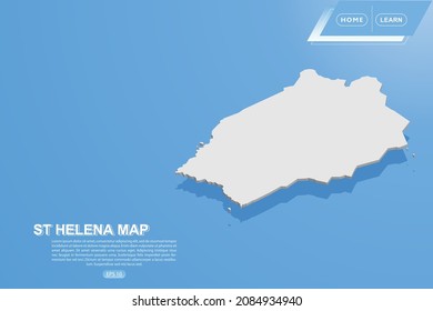 St Helena Map - World map International vector template with isometric style including shadow, white color on blue background for design, website, infographic - Vector illustration eps 10