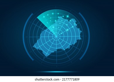 St Helena Map - World Map International vector template with futuristic circle radar style HUD, GUI, UI interface isolated on blue background for design, infographic - Vector illustration eps 10