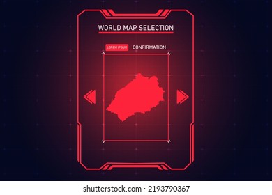 Mapa de Santa Elena - Mapa Mundial Plantilla vectorial Internacional con Color Rojo en el estilo de perspectiva y HUD, GUI, interfaz de interfaz de usuario aislada en el fondo negro para el diseño - Ilustración vectorial eps 10