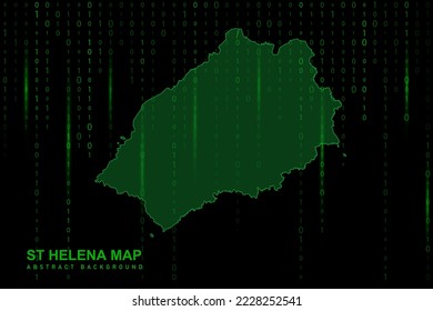 ST Helena Map - World Map International vector template with Matrix green binary computer code background including light for design, website, hacker concept - Vector illustration eps 10